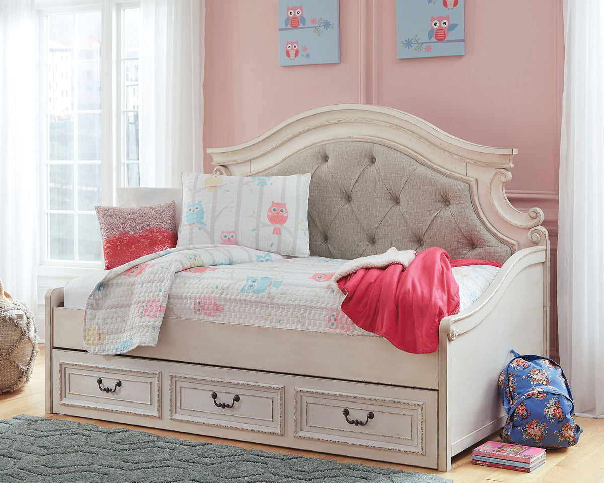 Realyn - Twin Day Bed With Storage - Chipped White by Ashley – view 2