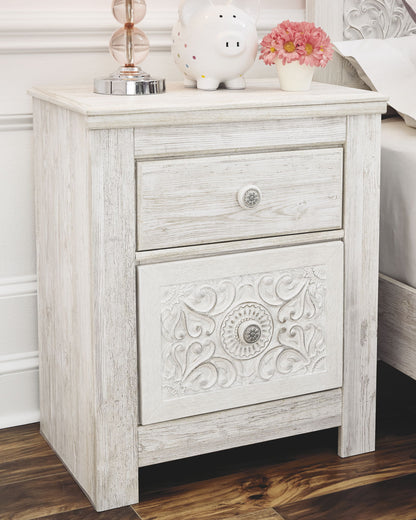 Paxberry - Two Drawer Night Stand - Whitewash by Ashley – view 2