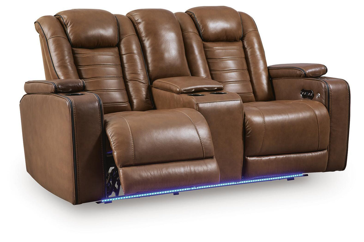 Gruaro - Power Reclining Loveseat With Console / Adjustable Headrest - Amber by Ashley – view 2