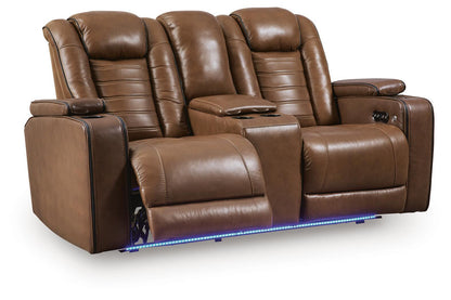Gruaro - Power Reclining Loveseat With Console / Adjustable Headrest - Amber by Ashley – view 2