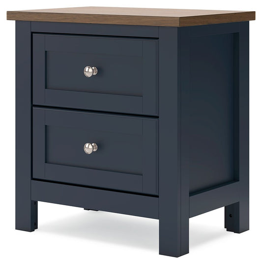 Landocken - Two Drawer Night Stand - Brown / Blue by Ashley – view 2