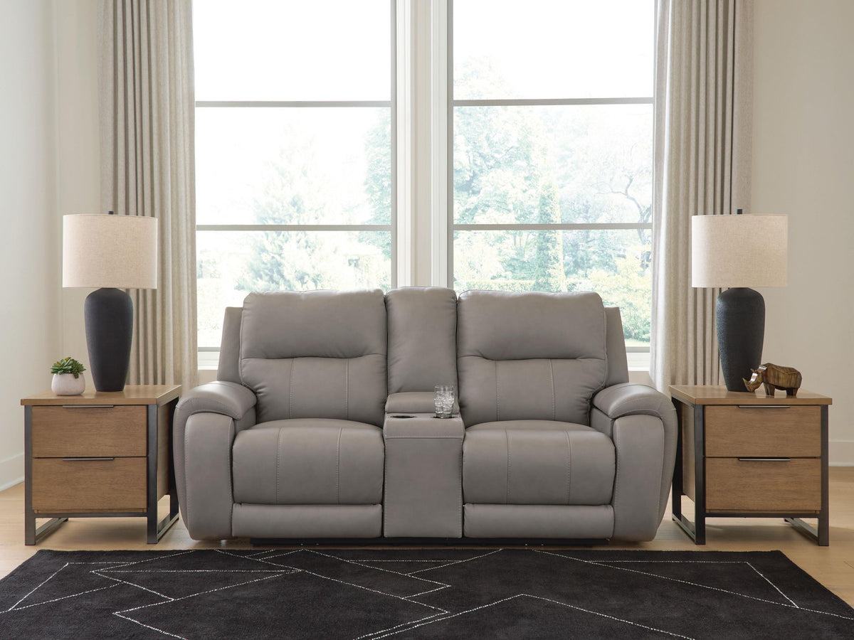 Real Moments - Power Reclining Loveseat With Audio Seating - Ash by Ashley – view 2