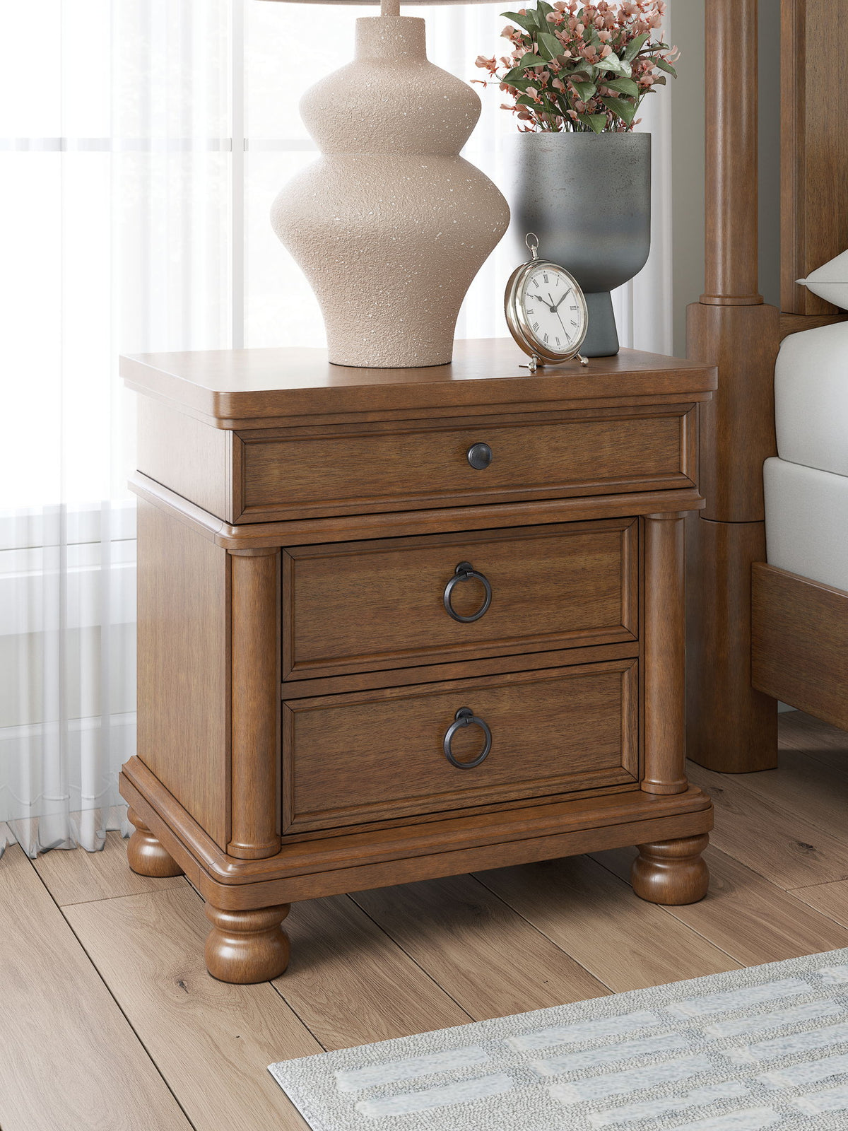 Rowlenstown - Three Drawer Night Stand by Ashley – view 6