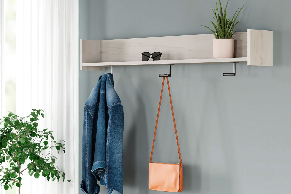 Socalle - Wall Mounted Coat Rack w/Shelf - Light Natural by Ashley – view 2