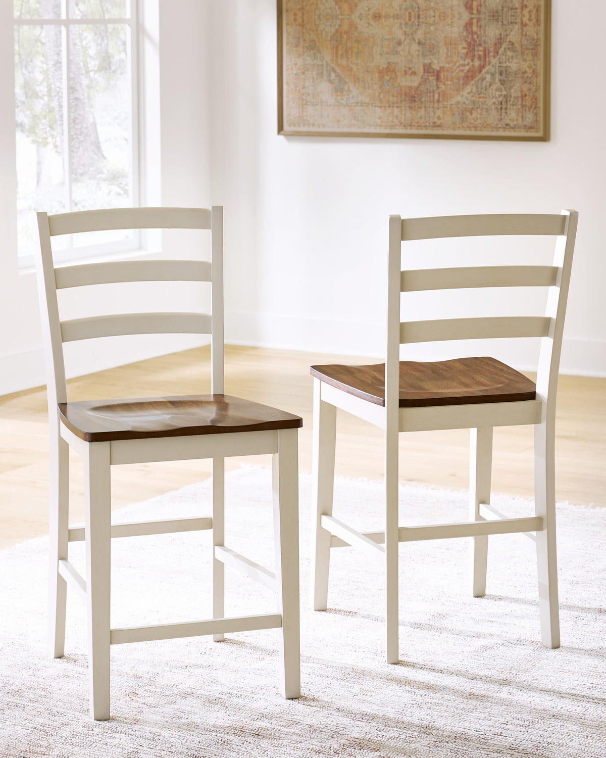 Brinfern - Barstool (Set of 2) - Brown / Antique White by Ashley – view 2
