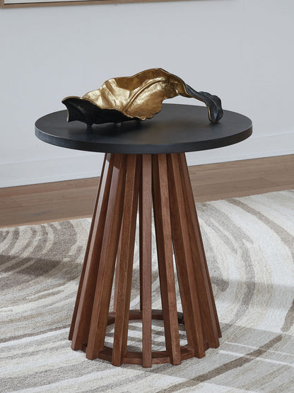 Kallari - Round End Table - Warm Brown / Black by Ashley – view 3