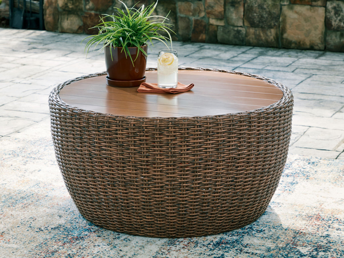 Double Point - Round Cocktail Table - Beige by Ashley – view 3