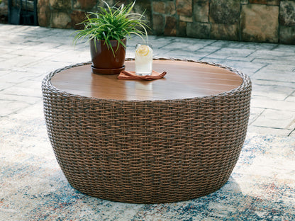 Double Point - Round Cocktail Table - Beige by Ashley – view 3