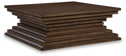 Hannodream - Square Cocktail Table - Warm Brown by Ashley – Cocktail Tables
