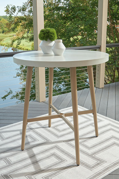 Seton Creek - Round Bar Table With Umbrella Option - Beige by Ashley – view 2