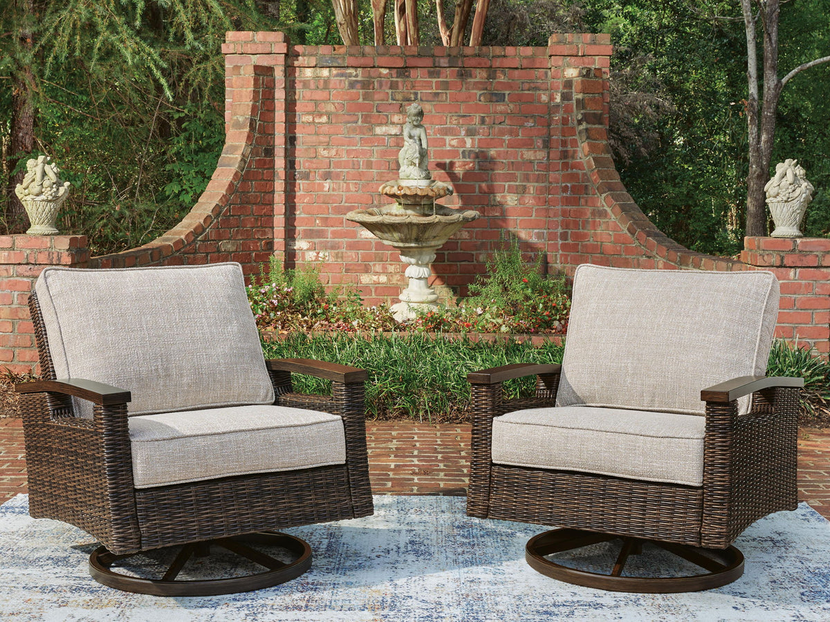 Monterey Point - Swivel Lounge Chair (Set of 2) - Dark Brown by Ashley – view 3