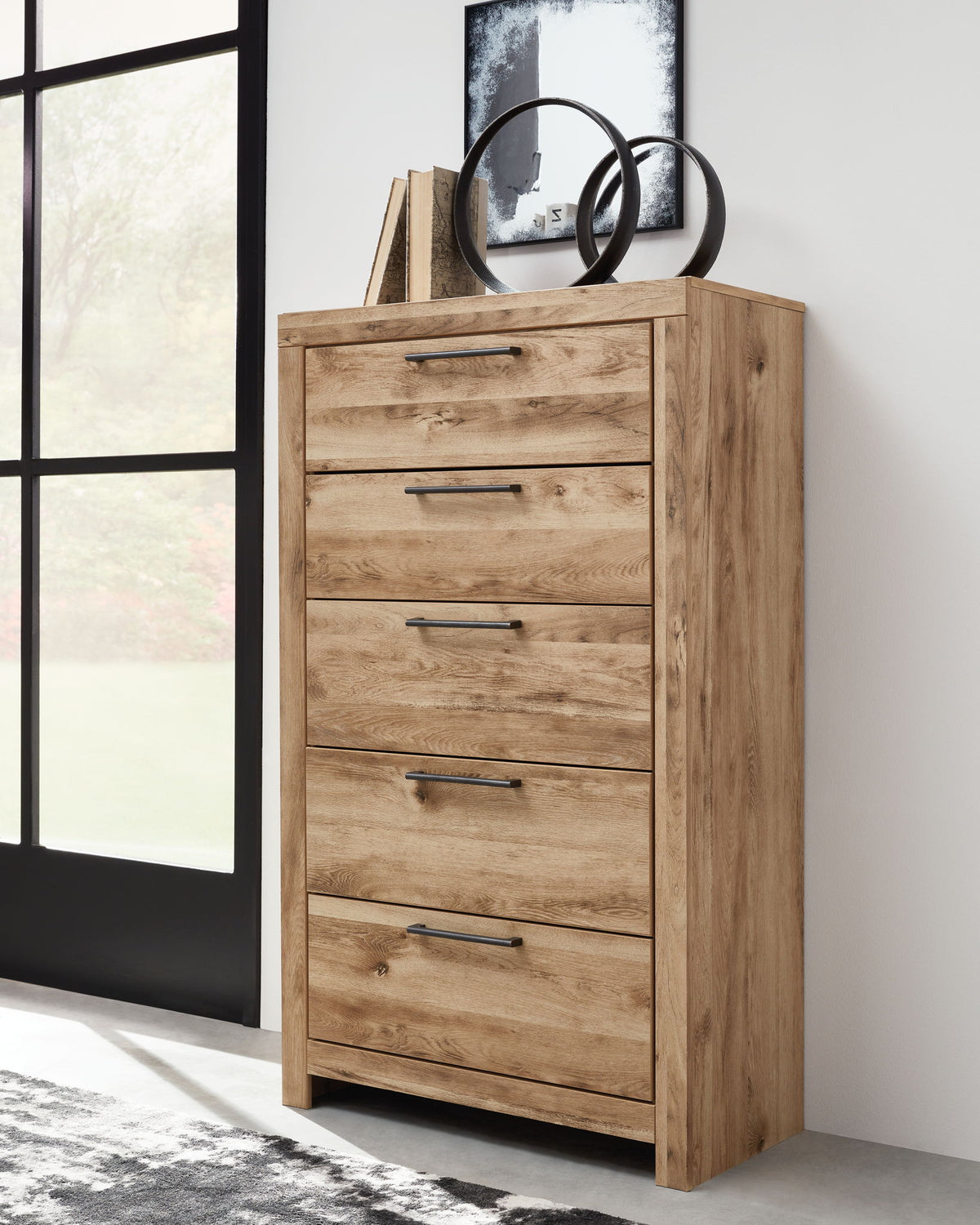 Hyanna - Five Drawer Chest - Tan Brown by Ashley – view 3