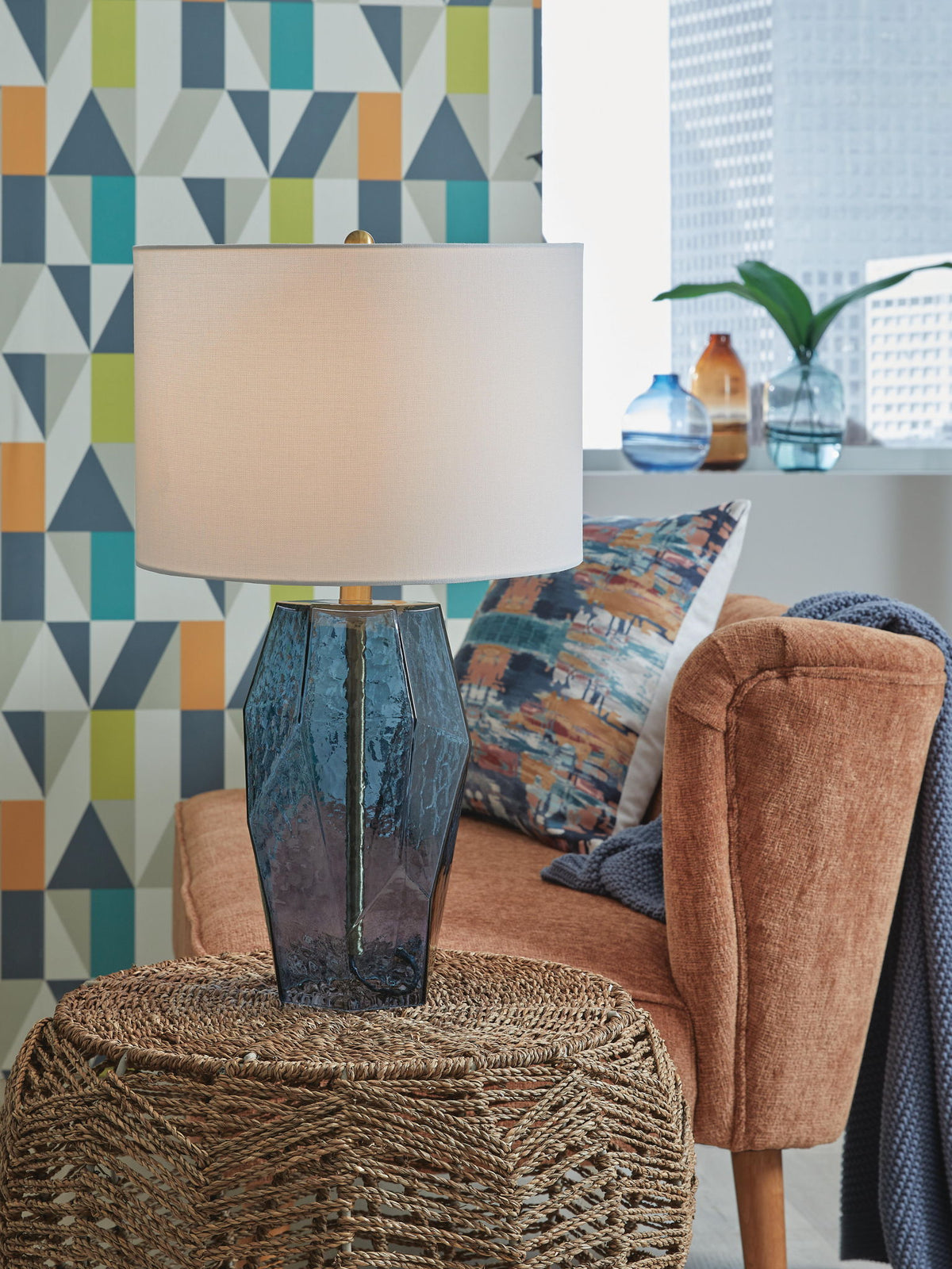 Tallow - Glass Table Lamp - Blue by Ashley – view 3