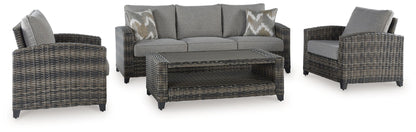 Oasis Court - Sofa, Chairs, Table Set (Set of 4) - Gray by Ashley – 4 Piece Outdoor Sets
