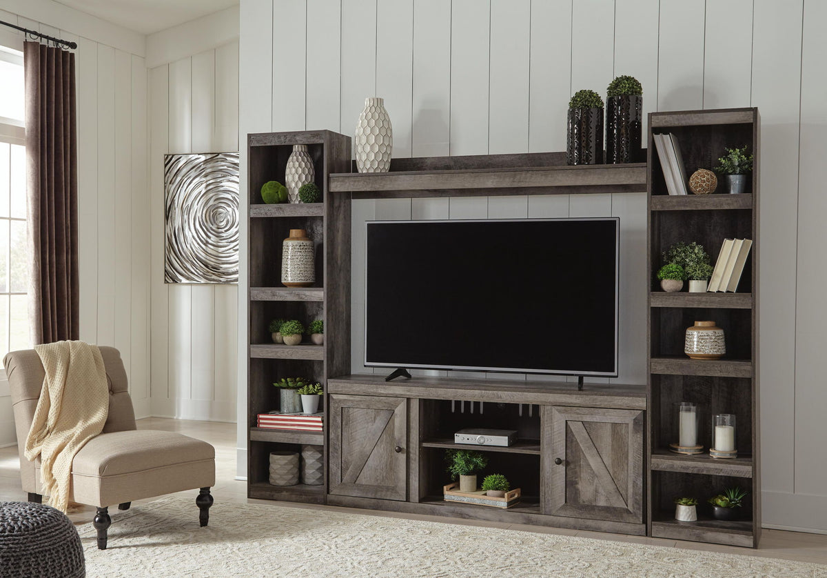 Wynnlow - 4-Piece Entertainment Center With LG TV Stand W/Fireplace Option - Gray by Ashley – view 3