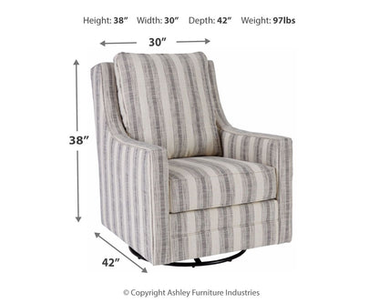 Kambria - Swivel Glider Accent Chair - Ivory / Black by Ashley – view 3