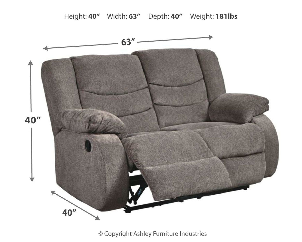Tulen - Reclining Loveseat - Gray by Ashley – view 3