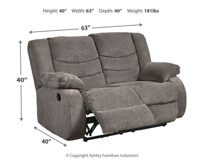 Tulen - Reclining Loveseat - Gray by Ashley – view 3