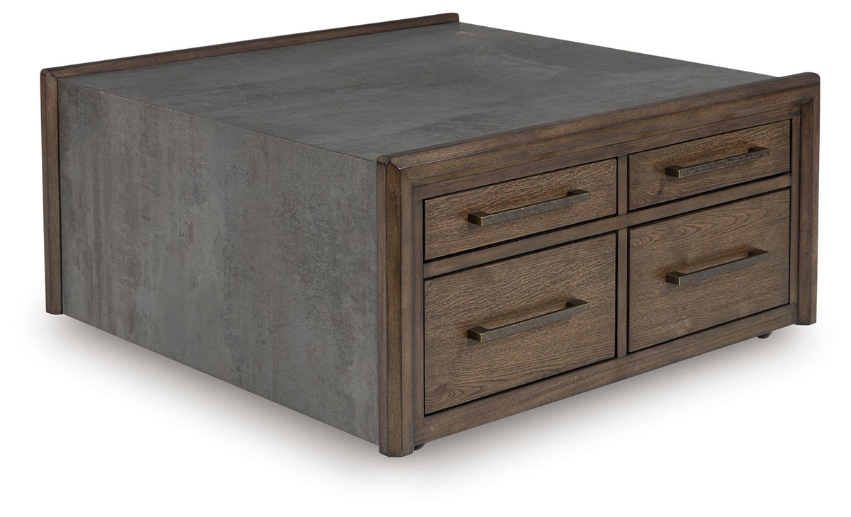 Kallenny - Square Cocktail Table - Brown / Gray by Ashley – Cocktail Tables