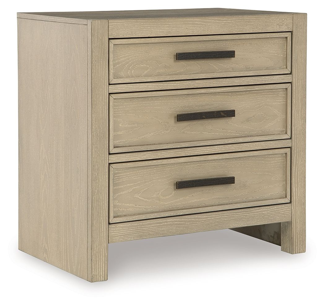Calmoro - Three Drawer Night Stand - Gray by Ashley – Accent Nightstands