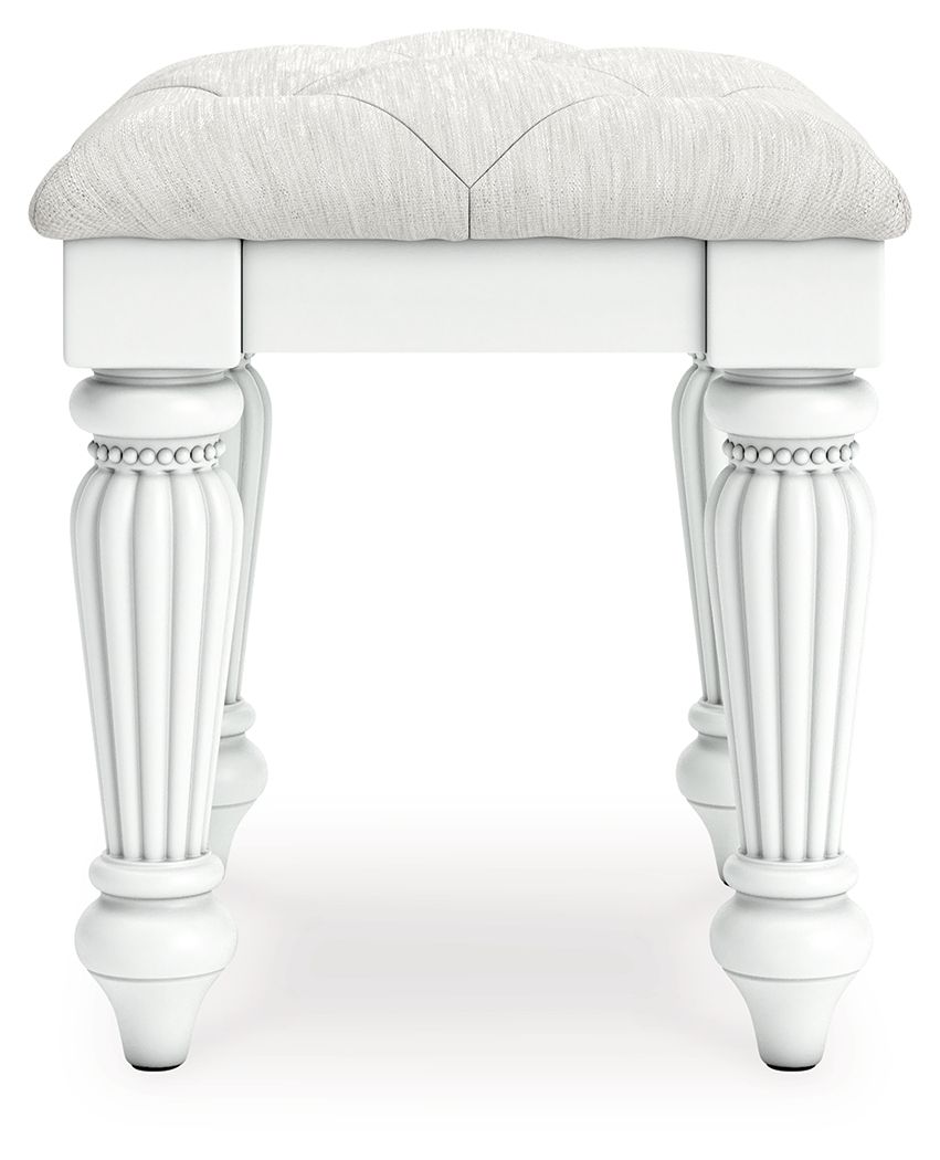 Kozlani - Vanity Upholstered Stool - White by Ashley – view 3