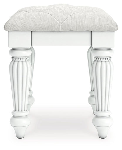 Kozlani - Vanity Upholstered Stool - White by Ashley – view 3