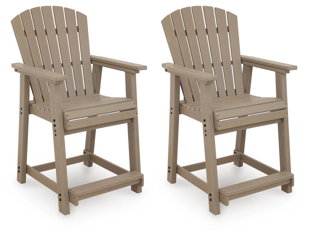 Seacliff Beach - Barstool (Set of 2) - Medium Brown by Ashley – Stool Sets