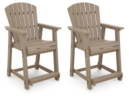 Seacliff Beach - Barstool (Set of 2) - Medium Brown by Ashley – Stool Sets