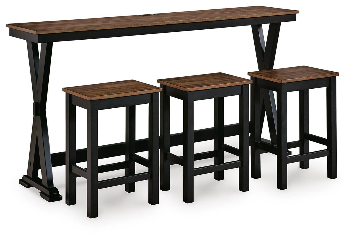 Wildenauer - Rectangular Dining Room Counter Table Set (Set of 4) - Brown / Black by Ashley – 4 Piece Dining Room Sets