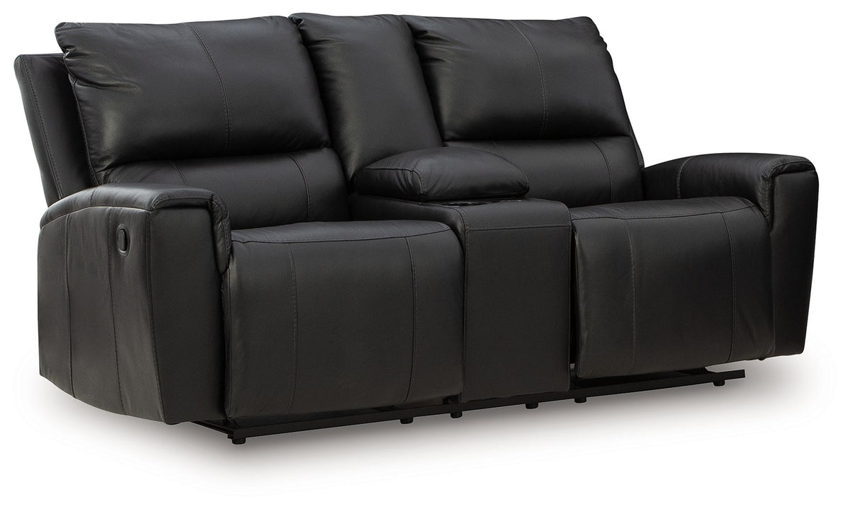 Glossmore - Reclining Loveseat With Console - Black by Ashley – Reclining Loveseats