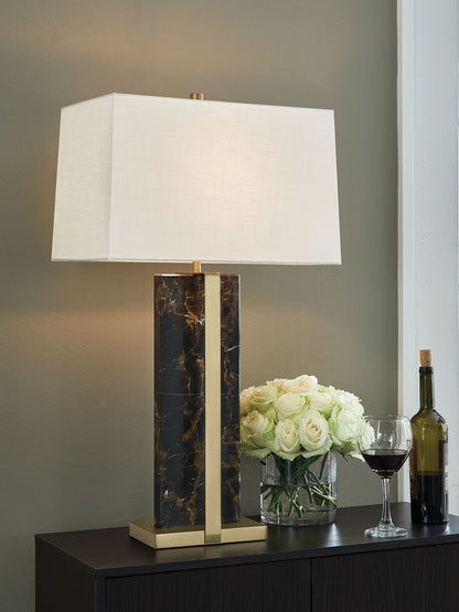 Neonish - Marble Table Lamp - Black / Gold Finish by Ashley – view 3