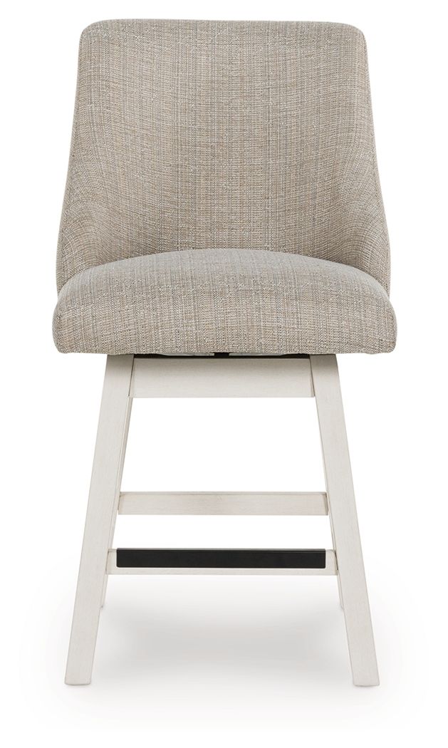 Robbinsdale - Upholstered Swivel Curved Back Barstool (Set of 2) - Antique White by Ashley – view 3