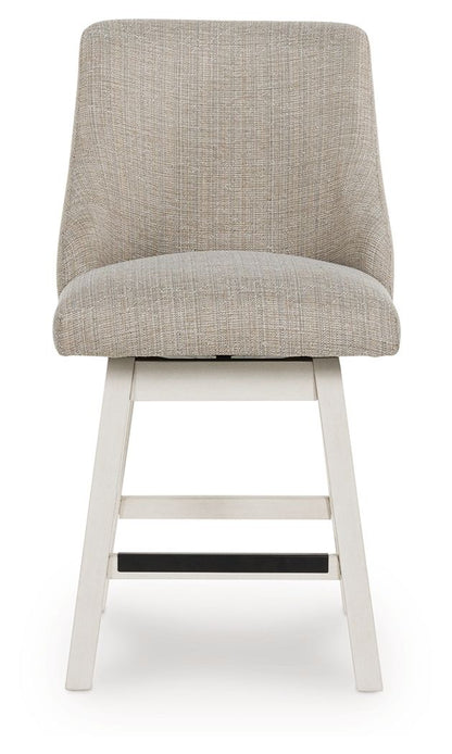 Robbinsdale - Upholstered Swivel Curved Back Barstool (Set of 2) - Antique White by Ashley – view 3