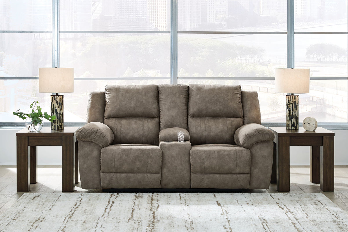 Laresview - Dbl Reclining Loveseat with Console - Fossil by Ashley – view 3