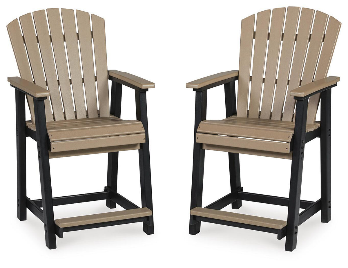 Fairen Trail - Barstool (Set of 2) - Black / Driftwood by Ashley – Stool Sets