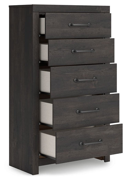 Hollivern - Five Drawer Chest - Dark Gray by Ashley – view 3