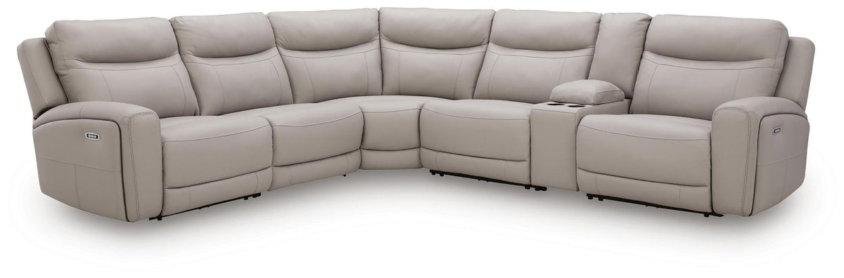 Gravier - 6-Piece Power Reclining Sectional With Storage Console - Gray – view 3