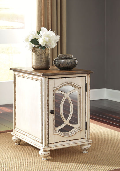 Realyn - Chair Side End Table - Insert Mirror - White / Brown by Ashley – view 3