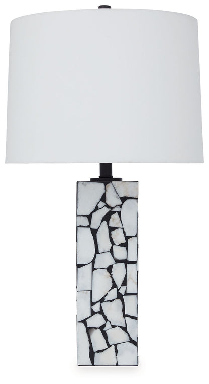 Macaria - Marble Table Lamp - White / Black by Ashley – Table Lamps