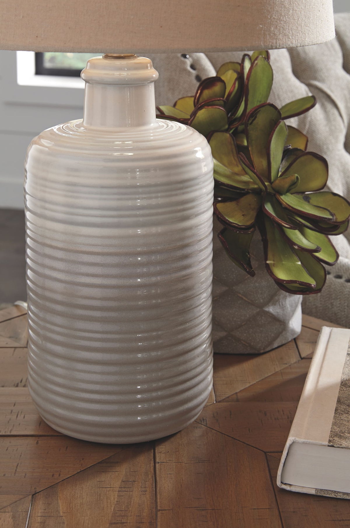 Marnina - Ceramic Table Lamp (Set of 2) - Taupe by Ashley – view 3