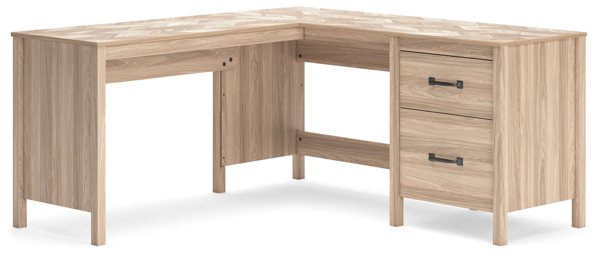 Battelle - 60" Home Office Desk With Return - Tan by Ashley – Corner Desks