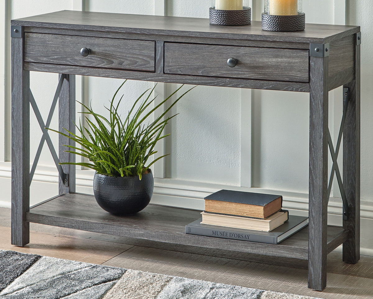 Freedan - Console Sofa Table - Grayish Brown by Ashley – view 3