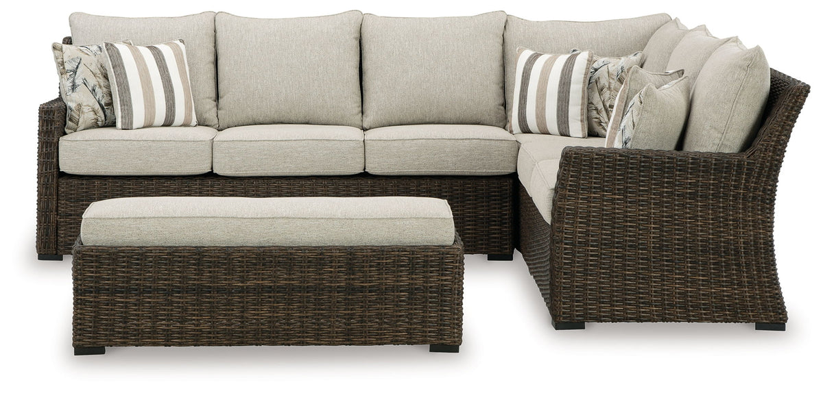 Brook Ranch - Sofa Sectional, Bench With Cushion (Set of 3) - Brown by Ashley – view 2