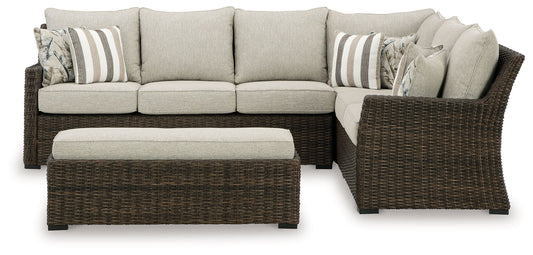 Brook Ranch - Sofa Sectional, Bench With Cushion (Set of 3) - Brown by Ashley – view 2
