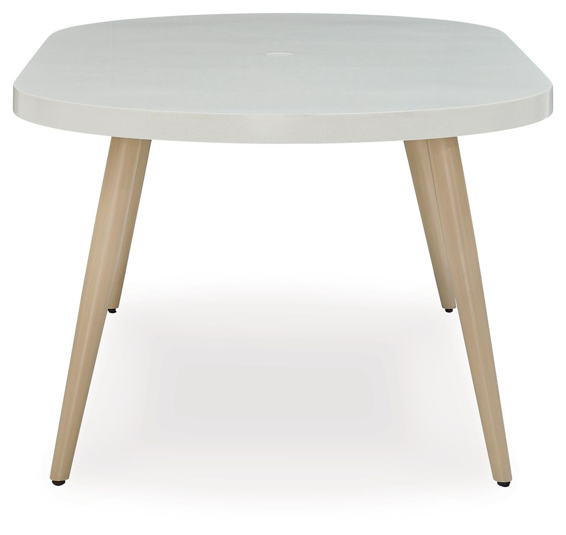Seton Creek - Oval Dining Table With Umb Opt - White by Ashley – view 3