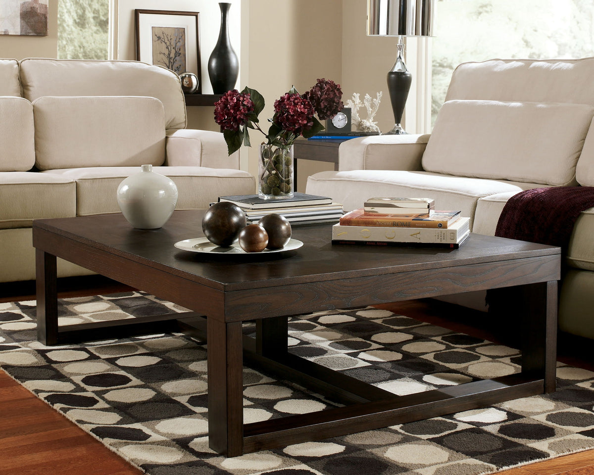 Watson - Rectangular Cocktail Table - Dark Brown by Ashley – Cocktail Tables