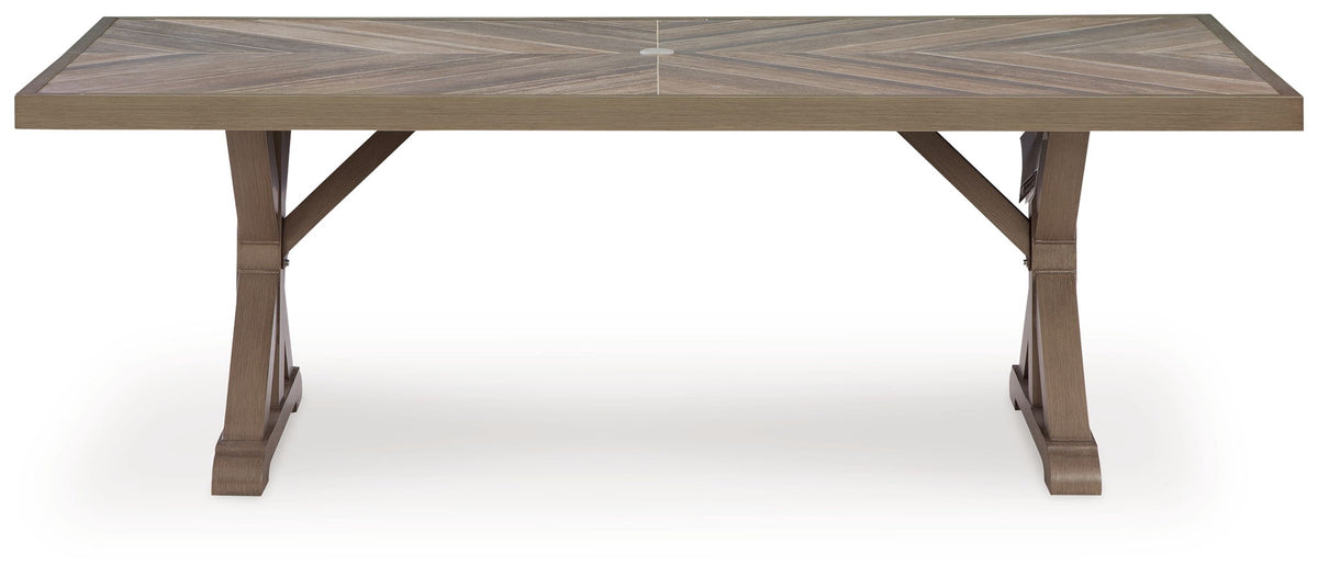Laguna Heights - Rectangular Dining Table With Umbrella Option - Beige by Ashley – view 2