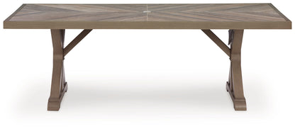 Laguna Heights - Rectangular Dining Table With Umbrella Option - Beige by Ashley – view 2