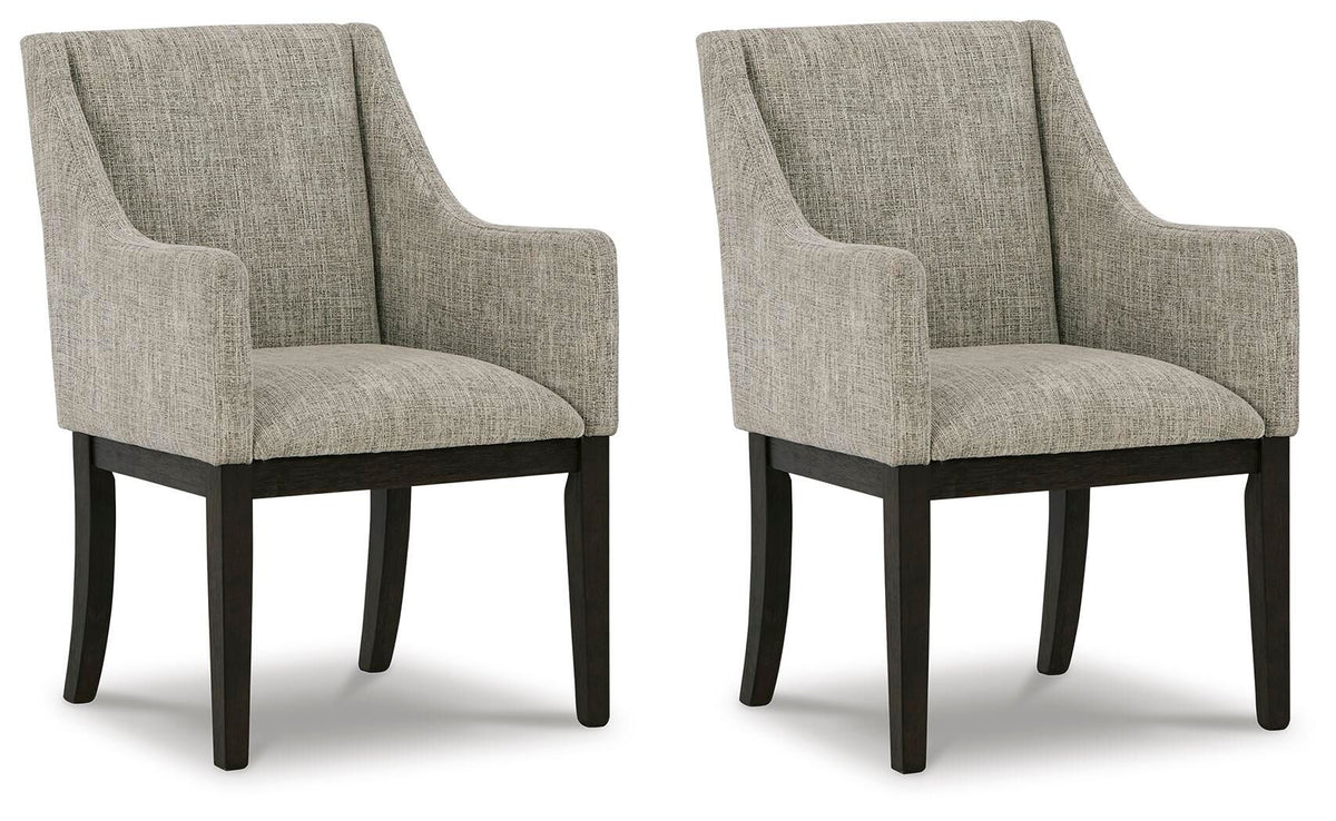 Burkhaus - Dining UPH Arm Chair (Set of 2) - Beige / Dark Brown by Ashley – Chair Sets