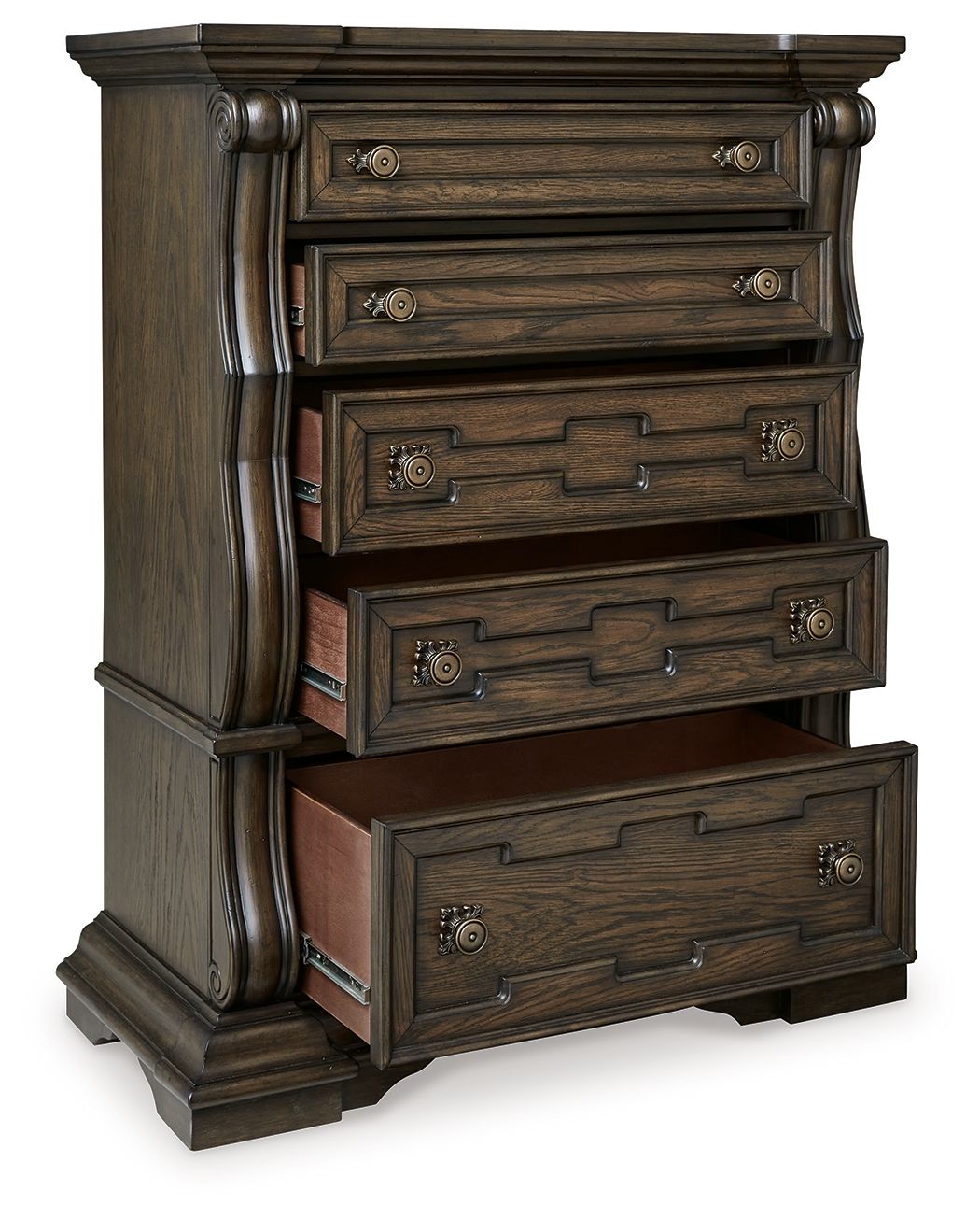Maylee - Five Drawer Chest - Dark Brown by Ashley – view 4